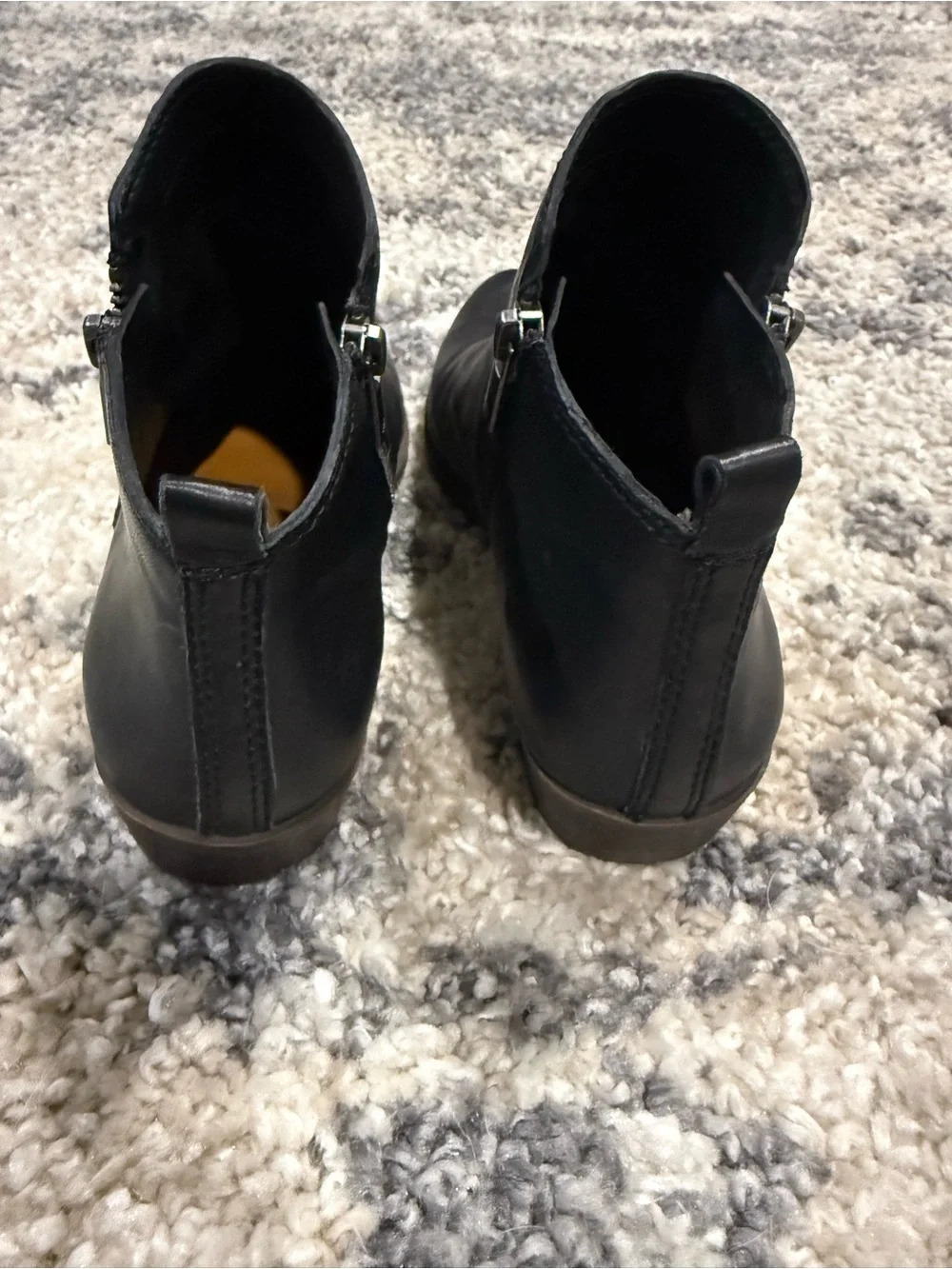 Lucky Brand Black Leather Side-Zip Ankle Boots